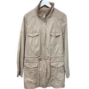 Avenue Utility Jacket Plus Size 22/24 Khaki Cotton Blend Safari Casual Womens